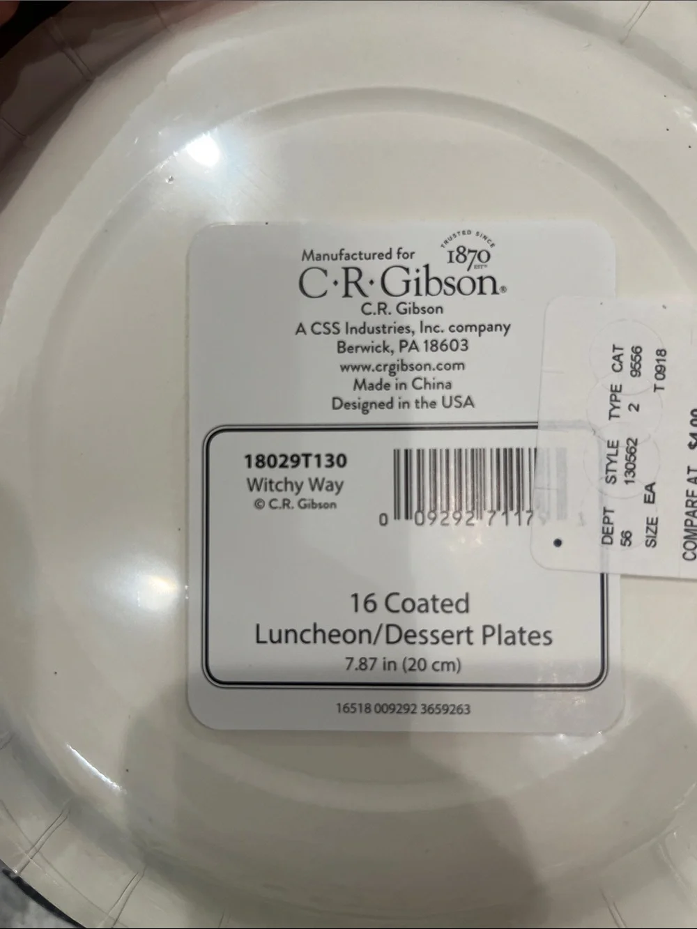 Black & White Witch-Themed Paper Plates and Napkins